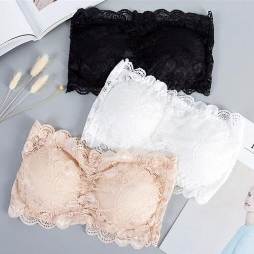 Fashion Women Sexy Lace Padded Tube Tops Strapless Seamless Bra Three Hook Underwear New Arrival