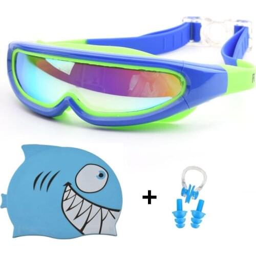 Children Swimming Caps Swim Goggles Ear Plug Nose Clip Set Boy Girl Silicone Hat Pool Diving Eyewear Waterproof Swimming Glasses
