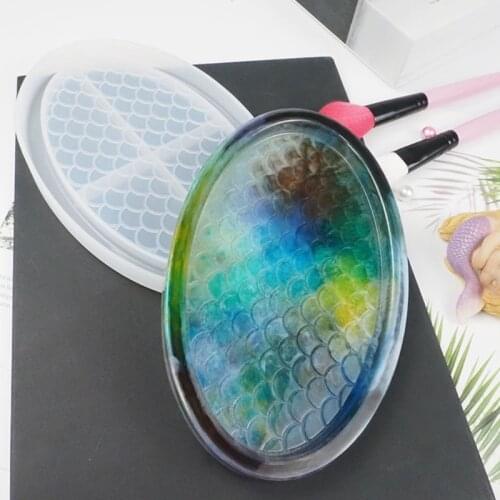 DIY Crafts Casting Fish Scale Tray Epoxy Resin Mold Plate Dish Silicone Mould P9YF