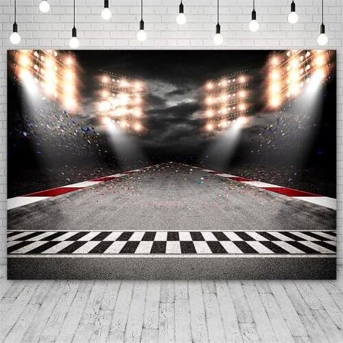 Avezano Race Car Competition Photography Backgrounds Lane Cheer Lights Boy Baby Backdrops Photo Studio Photozone Photocall Decor