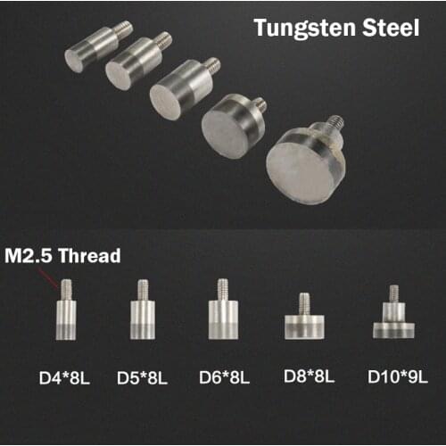 4mm 5mm 6mm OD M2.5 Thread 8mm Measuring Length Tungsten Steel Meter Guage Pin Cylinder Flat Head Dial Indicator Tip Probe