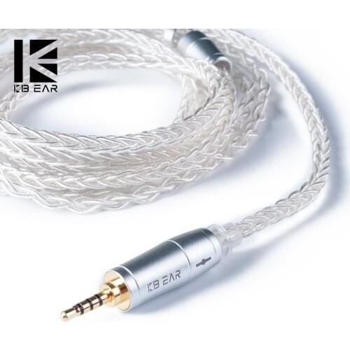 KBEAR 8 Core Silver Plated Balanced Ear line Cable 2.5 3.5 4.4MM With MMCX 2pin For KZ ZS10 ZSN Pro AS12 AS16 ZSX
