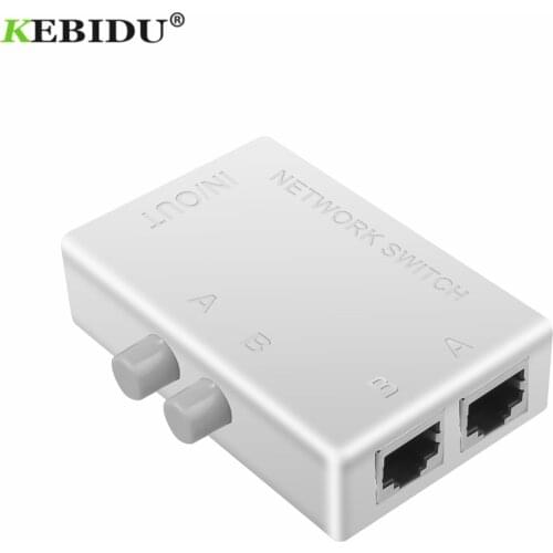 KEBIDU Mini 2 Port RJ45 RJ-45 Network Switch Box Ethernet Switcher 2 Way Port Manual Network Sharing Switch Adapter