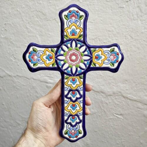 Ceramic home Cross 27cm/10.6 inch - ceramic glazed up handmade - Made in Spain - Spanish - Seville - MIJASCERAMIC crafts