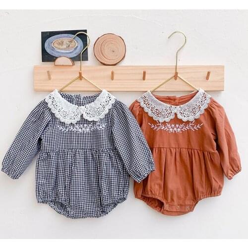 New 2021 Newborn Infant Baby Girls Flower Embroidery Rompers Clothing Spring Kids Cute Girl Long Sleeve Rompers Clothes