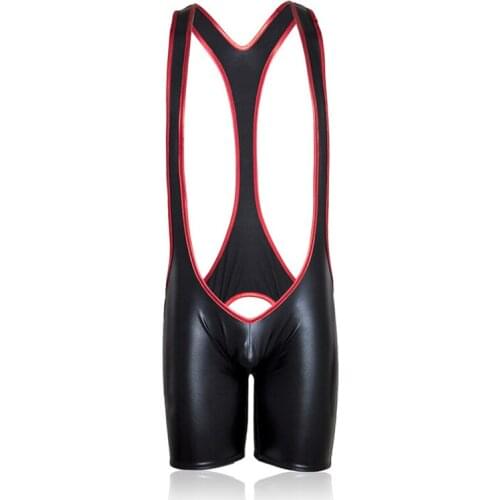 MaryXiong PU Leather Bodysuit Jumpsuit for Men Male Bondage Brief Fetish Slave Sexy Playsuit S&M BDSM Adult Sex Toy