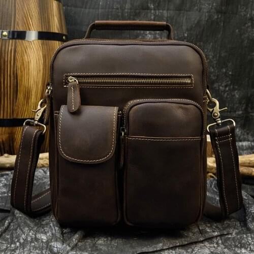 MAHEU 2020 Hot Sell Retro Fashion Men Handbags Genuine Leather Shoulder Bag Leather Handbag Sling Bag Men Male Crossbody Bag