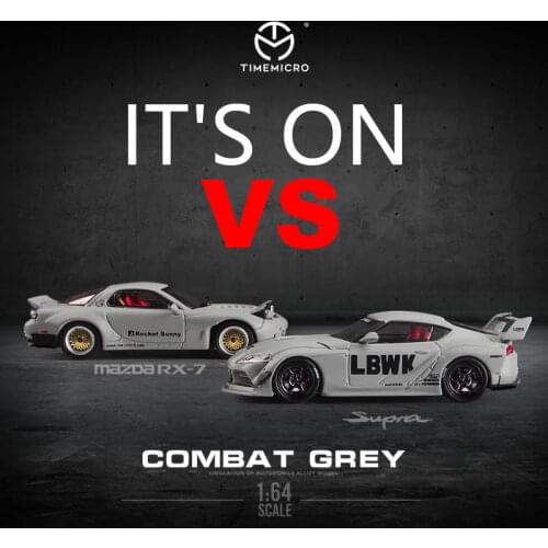 Time Model LBWK Toyot GR Supra Cool Grey Liberty Walk Racing Car Diecast Toy 1:64 Model car Vehicle with Case Gift For Kids