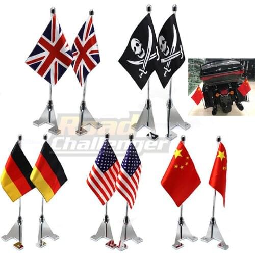 Motorcycle Flag Pole Flag Luggage Rack Mount For Harley Universal Electra Glide For Germany For UK For USA