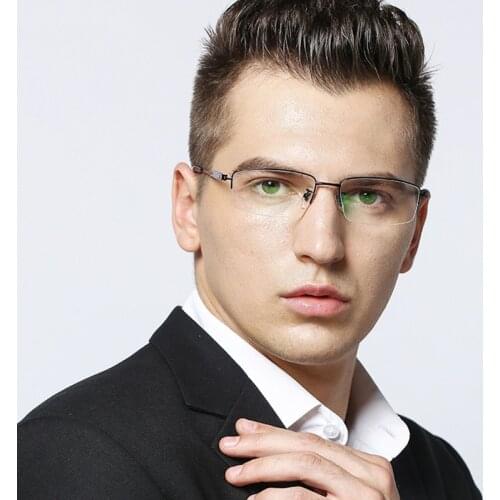 Vazrobe Titanium Eyeglasses Frame Men Half Optical Eyewear Frames Man Prescription Spectacles Mens Points Ultra-light Male