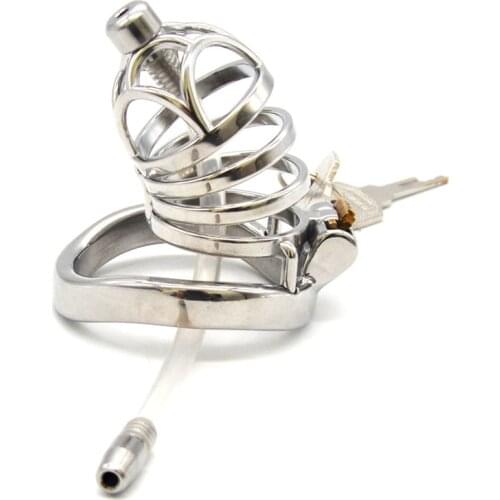 Penis Captivity Stainless Steel Male Chastity Device Penis Cage Urethral Catheter Penis Rings Cock Cage Sex Toy for Men G258B