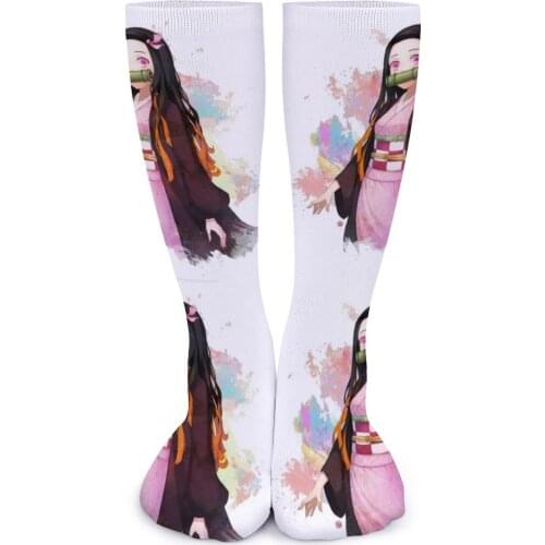 Nezuko Socks Large Chemical Fiber Cute Stockings Sublimation Lawyer Non Skid Home Socks