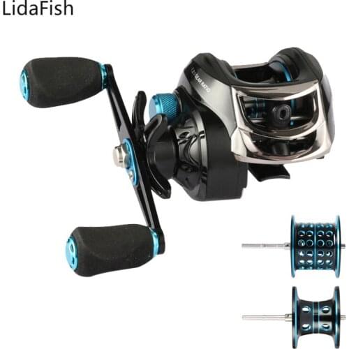 Lidafish Newest Double Aluminum CNC Spool Baitcasting Fishing Reel 7.2:1 High Speed 8KG Max Drag Carbon Fiber Fishing Wheel