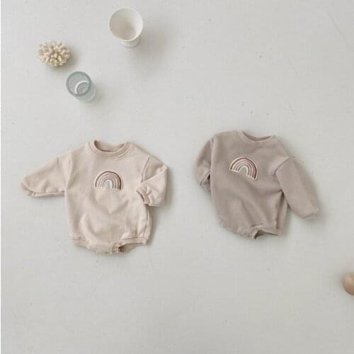 2021ins autumn new childrens clothes Koreas baby climbing clothes embroidered fart clothes