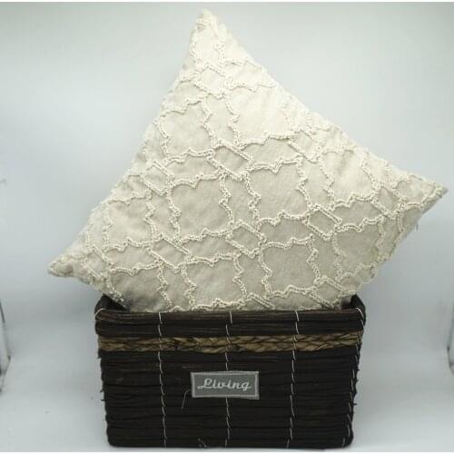 New Style Creamy White Cushion Cover for Living Room String Embroidery Geometry Sofa Pillow Covers Waist Pillowcase Home Decor