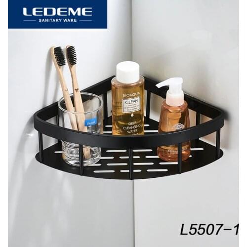 LEDEME Shelf Shower Aluminum Shelves Bathroom Shelf Shower Shelf Shampoo Holder Bolt Inserting Type Shower Basket L5507-1