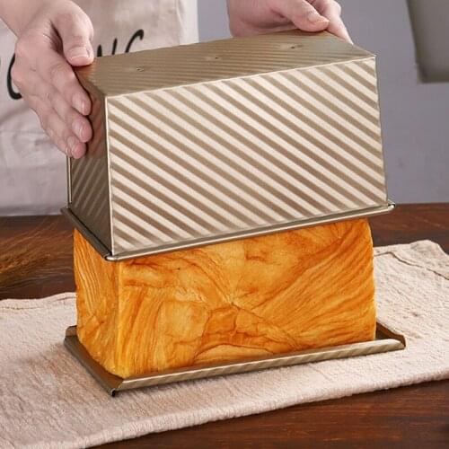 Baking CakeTools Portable Rectangular Loaf Pan Carbon Steel Non-stick Bellows with Cover Toast Box Mold Bread Mold Eco-Friendly
