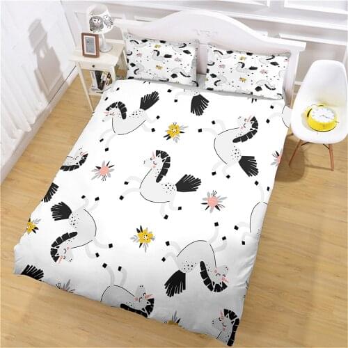 Bedding Set Down Quilt Cover Home Cartoon Cat Animal Print Bedroom Bed Large Bedspread Design Pillow Case Can Be Customized