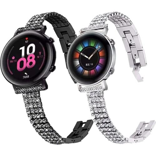 20mm 22mm Diamond Band For Huawei Watch GT 2 3 Pro 42mm 46mm Strap For Honor GS Pro / ES Magic Womens Jewelry Bracelet Watchband