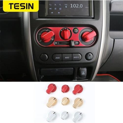 TESIN Interior Air Conditioning Adjusting Knobs Switch Button Decoration Cover Stickers for Suzuki Jimny 2007-2017 accessories