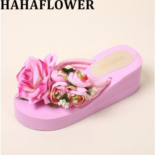 HAHAFLOWER Womens Shoes Summer Female Sandals High Platform Wedges Platform Open Toe Casual Woman Shoes