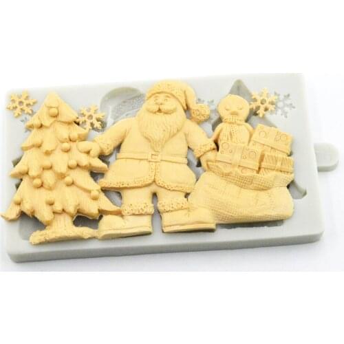 Christmas Tree Santa Snowflake Mould DIY Silicone Fondant Baking Decoration Tool Chocolate Mould Silicone Mould