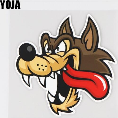 YOJA 13.2X13.3CM Funny Cartoon Pattern Vinyl Decal Car Sticker Cunning Animal Wolf Head 19A-0149