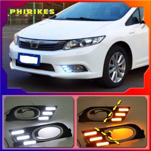 Car Special LED DRL Daytime Running Light Accessories with Fog Lamp Cover For Honda Civic 9th 2011 2012 2013 Relay 12V