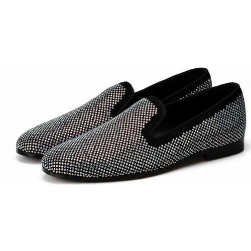 GOOD SILVER diamond decoration comfortable fashion US 5-12 Mens flannelette wedding career work party dance shoes