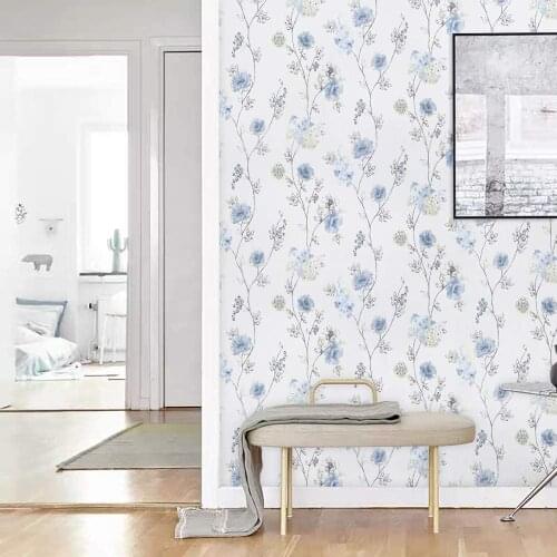 Home Blue Floral Floral Peel and Stick Wallpaper Self-Adhesive Waterproof Removable Wallpaper Modern Contact Paper