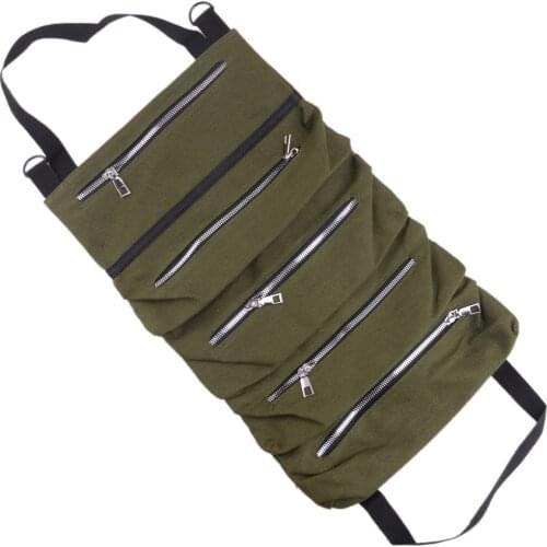 High Quality Car Universal Green Multi-Purpose Tool Roll Up Storage Bag Wrench Organizer Seat Hanging Pouch