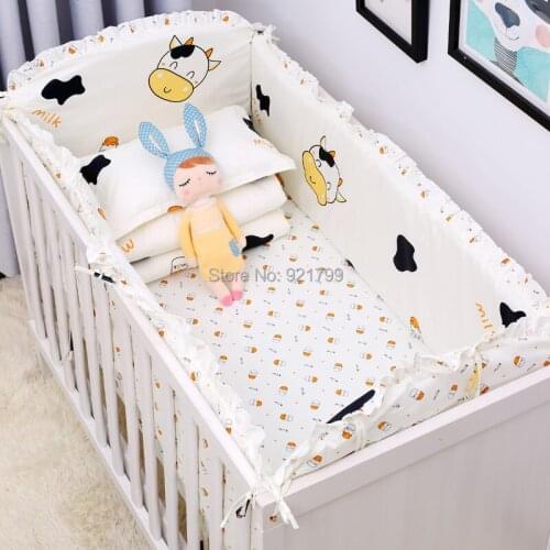 Cartoon Cute Cow Colourful Prevention Baby Uninjured Newborn Baby Bumpers Insurance Rod Baby Crib Bedding Suit Safety Guardrail