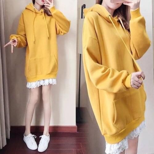 Women Solid Hoodie Sweatshirt Casual Hood Loose Oversized Hoodie Dress Winter Casual Long Sleeve Hoodies Sweatshirts Sweat Femme