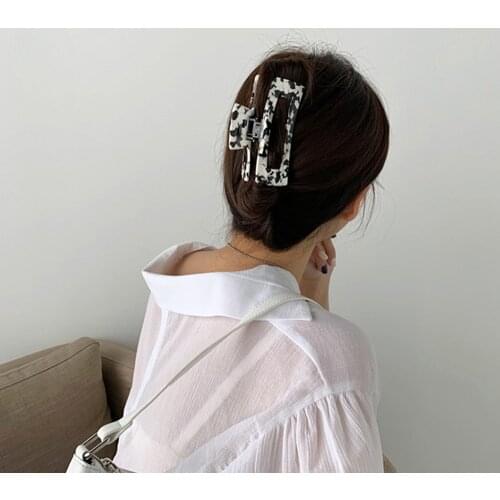 Fashion Women Cow Color Geometric Hair Claws Clamps Acrylic Hairpins Elegant Solid Color Big Hair Clips Barrettes Hair Accessory