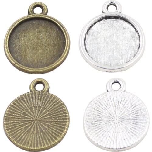 ZHUBI 5pcs/lot Necklaces Making Findings Blanks Pendant Base Fit 12mm Round Glass Cameo Cabochon Diy Necklaces Accessories