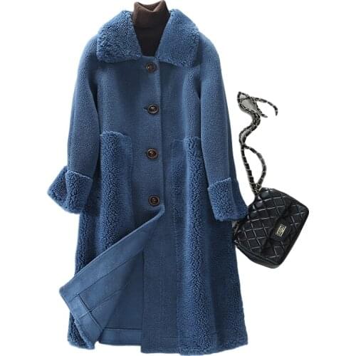 Winter Women Lambswool Coat Korean Hooded Faux Fur Long Overcoat Sheep Shearing Loose Thick Warm Clothes Female Outerwear