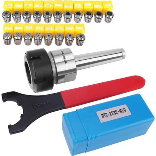 1pcs Collet Chuck Morse Tool Holder For Cnc Milling Lathe Tool Mtb2 Mtb3 Mtb4 Er16 Er20 Er25 Spring Clamp 9pcs +er Wrench