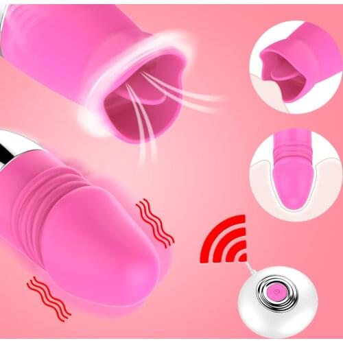 12 Speeds Sex Toys for Women Tongue licking Vibrator Realistic Dildo Vibrator Remote Control Nipple Sucker Clitoris Stimulator