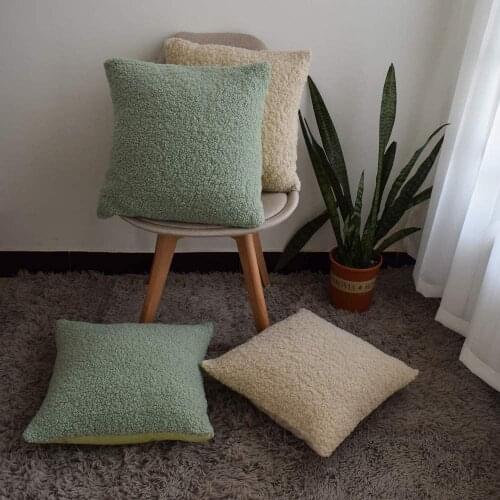 Double-sided Fur Cushion Cover Plain Soft Throw Pillow Covers Thicke Plush Pillow Case for Sofa Bed Home Living Room Decoration