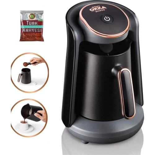 4-Cup Coffee Maker Turkish/Greek Coffee Machine, Compact, Black/Silver