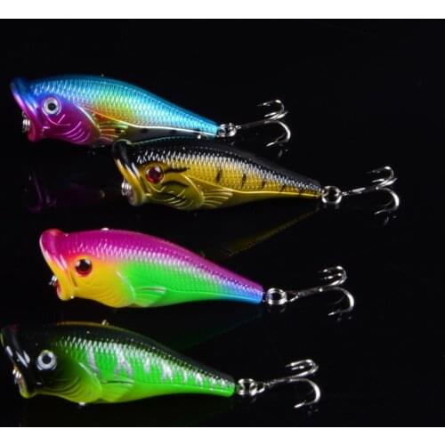 4pcs 6.5cm 10g Fishing Lure Topwater Popper Crankbait Carp Fly Fresh Water Sea Insect bait Fake lure Ice Lure Fishing 3D Eyes