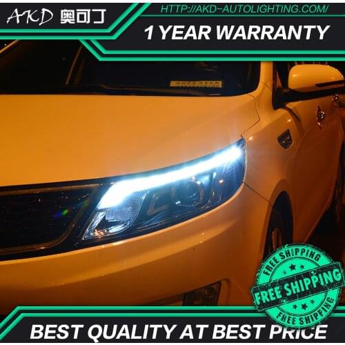 AKD tuning cars Headlight For KIA K2 RIO 2011-2014 Headlights LED DRL Running lights Bi-Xenon Beam Fog lights angel eyes Auto