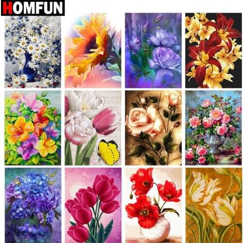 HOMFUN3D Diamond Painting "Flower landscape" DIY Full Rhinestones Drill Cross-stitch Kits Square Round Diamond Embroidery