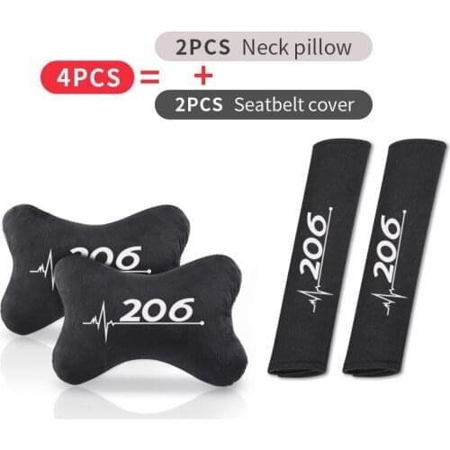 Car seatbelt Covers Universal headrest car neck pillow for Peugeot 206 Auto Accessories