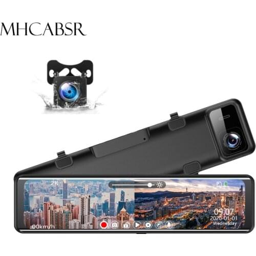 MHCABSR 12" 2K Car Video Driving Recorder WDR Front and Rear Camera Stream Media Rearview Mirror with Night Vision