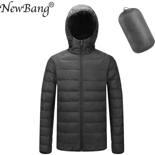 NewBang Brand Mens Cotton Coat Ultra Light Cotton Jacket Men With Hooded Waterproof Warm Lightweight Overcoat WIth Carry Bag