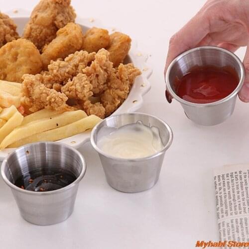 1pc Stainless Steel Sauce Cup Dipping Bowl for Kitchen Condiment Sauce Container BBQ Party Tomato Sauce Cup Appetizer Plates