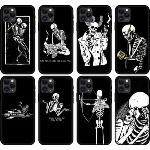 Black tpu case for iphone 5 5s se 6 6s 7 8 plus x 10 cover for iphone XR XS 11 pro MAX case Lovely Skeleton Colourful Style