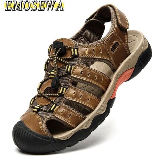 EMOSEWA Men's Leather Sandals
