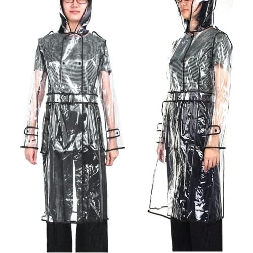 Transparent Raincoat for Women Waterproof Jacket Windbreaker Rain Poncho With Belt Outdoors Travel Hiking capa de lluvia